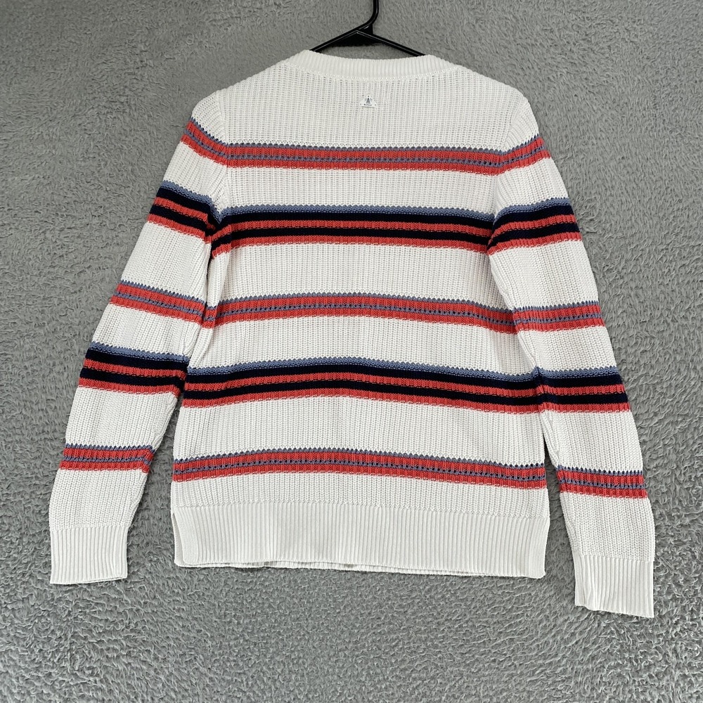 Barbour Promenade Knit Sweater Womens 6 White Striped 100% Cotton Crewneck - Picture 14 of 16